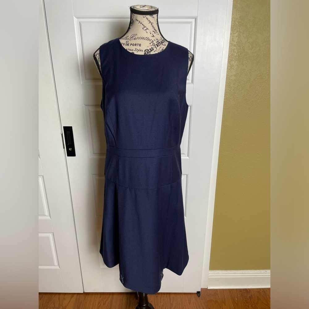 J. Crew Navy Sleeveless Fit-and-Flare Midi Dress